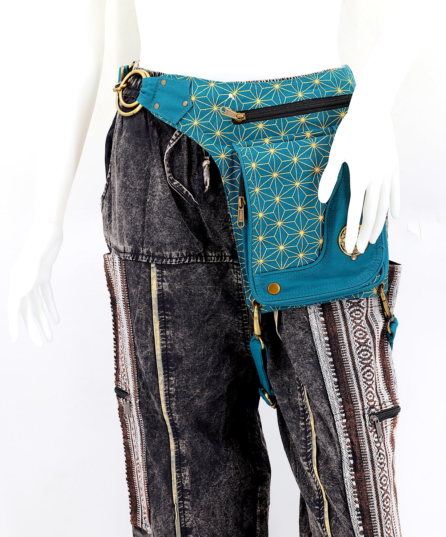 Cotton Hippie Handmade Flower Of Life Leg Belt Canvas Fanny Pack