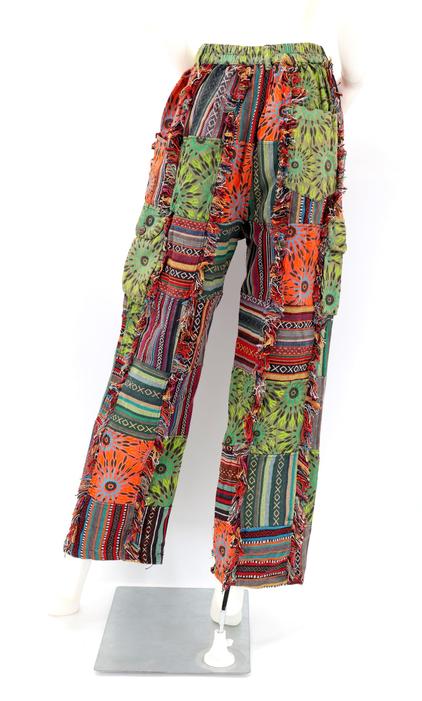 Cotton Hippie Handmade Harem Gheri Patchwork Fringe Bohemian Pants