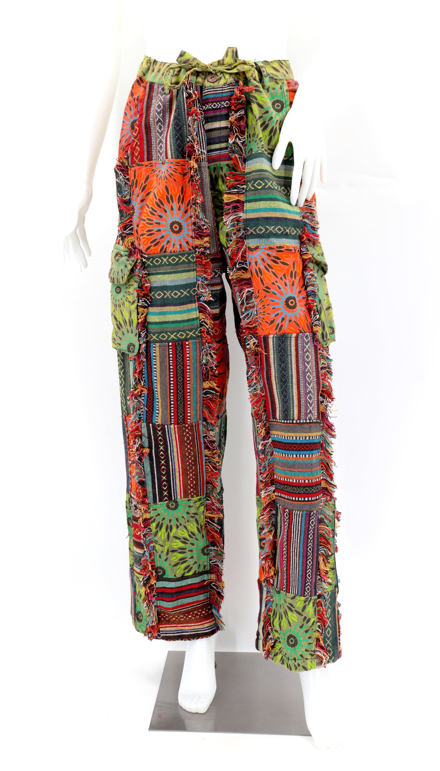 Cotton Hippie Handmade Harem Gheri Patchwork Fringe Bohemian Pants