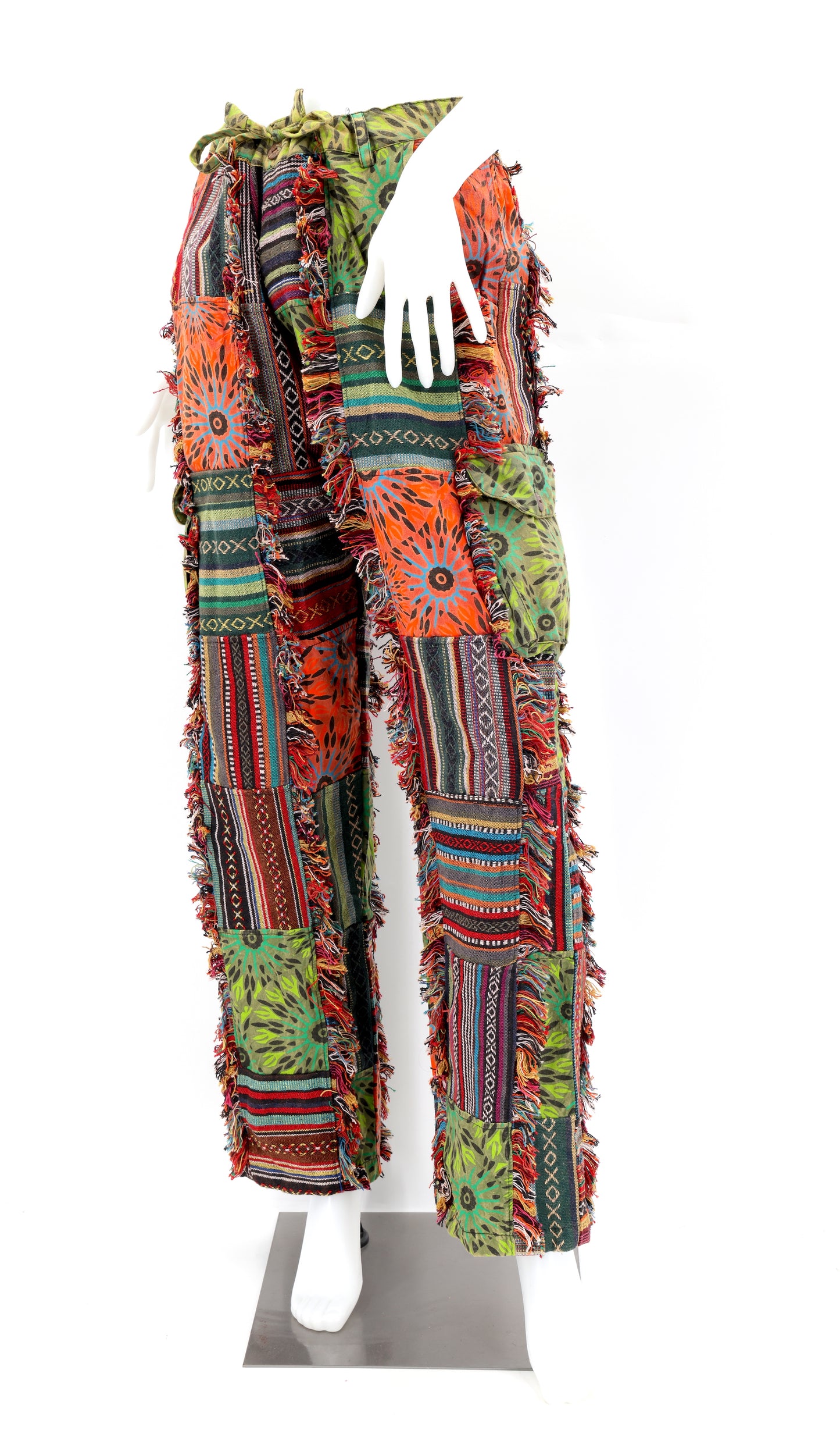 Cotton Hippie Handmade Harem Gheri Patchwork Fringe Bohemian Pants