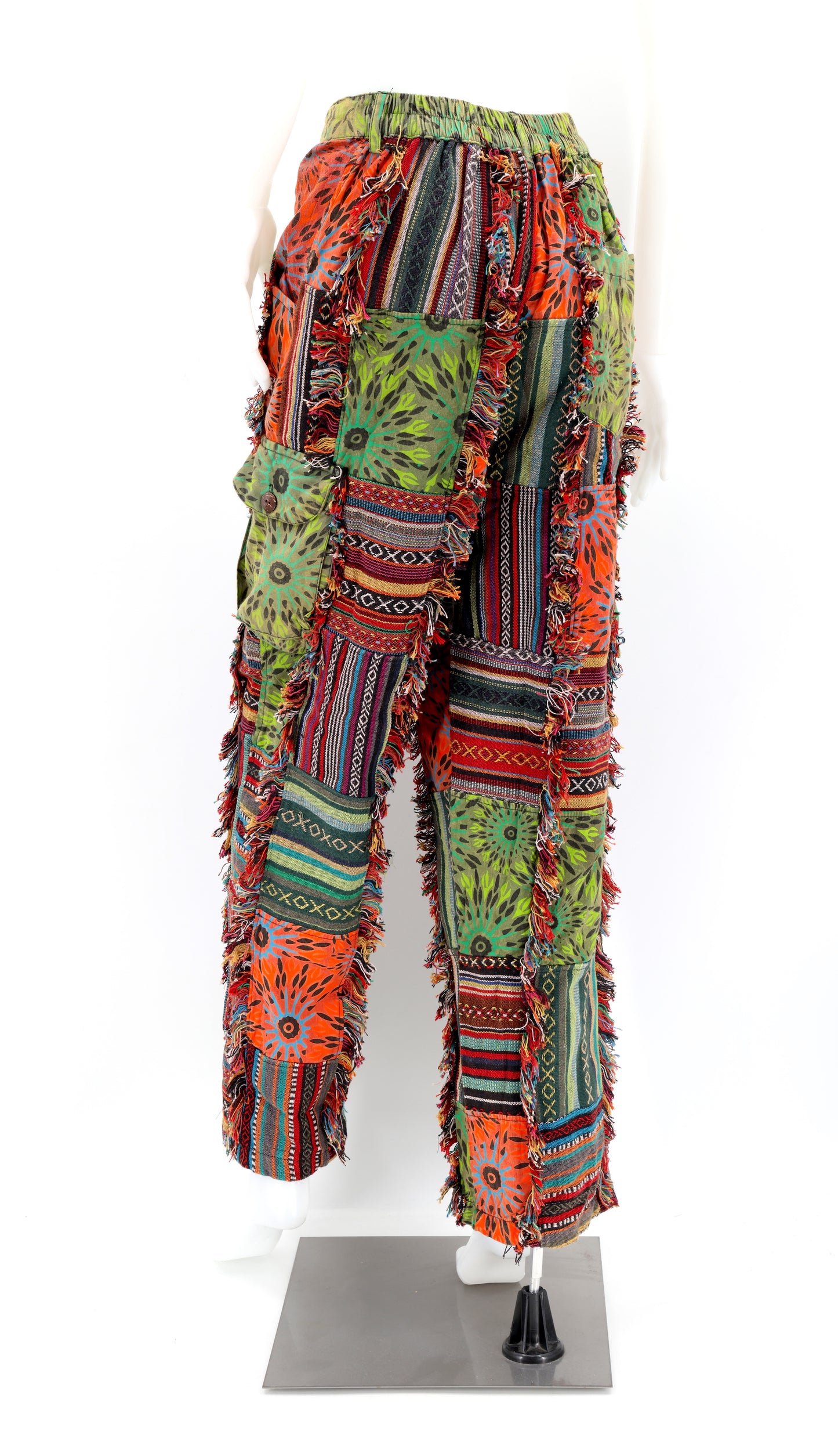 Cotton Hippie Handmade Harem Gheri Patchwork Fringe Bohemian Pants