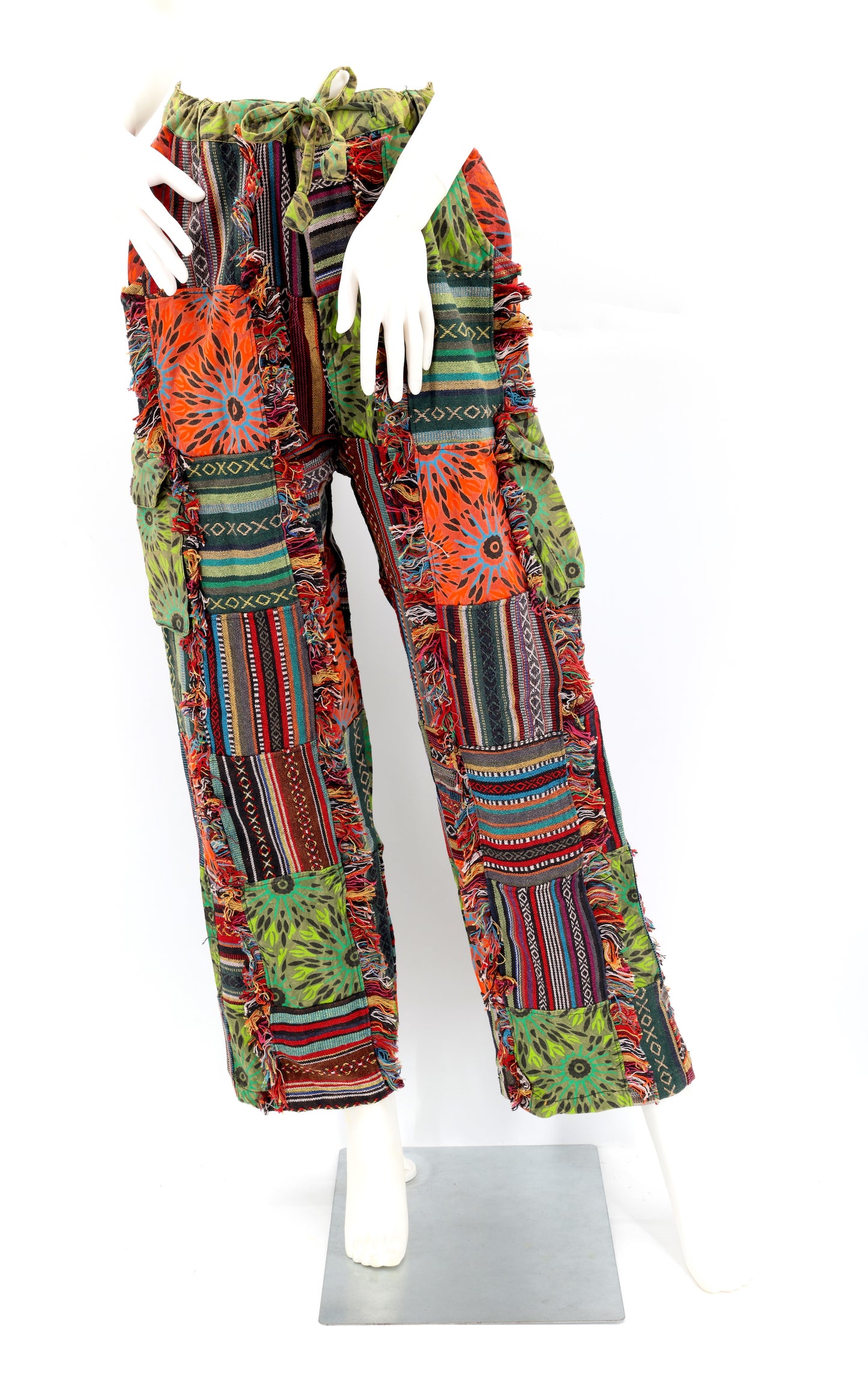 Cotton Hippie Handmade Harem Gheri Patchwork Fringe Bohemian Pants