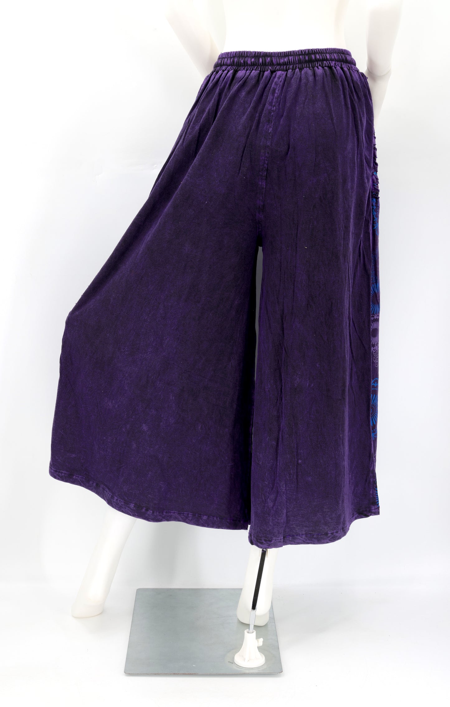 Cotton Hippie Handmade Floral Embroidered Wide Leg Bohemian Pants, Palazzo Pants, Boho Pants