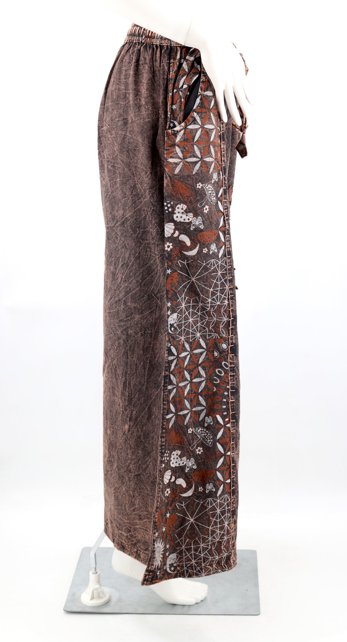 Pantalon palazzo multicolore à motifs brodés floraux | Pantalon large en coton