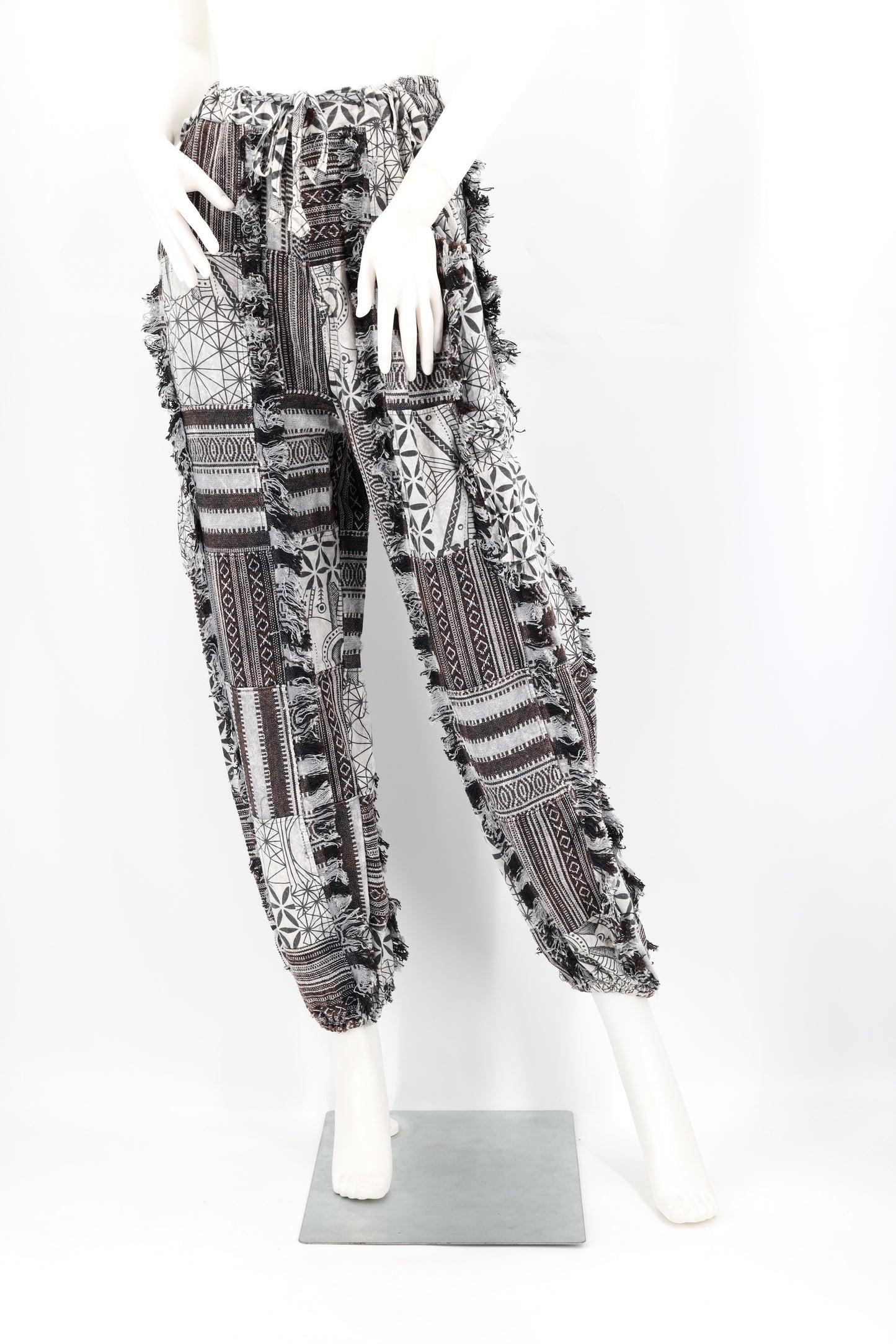 Cotton Hippie Handmade Harem Gheri Patchwork Fringe Bohemian Pants