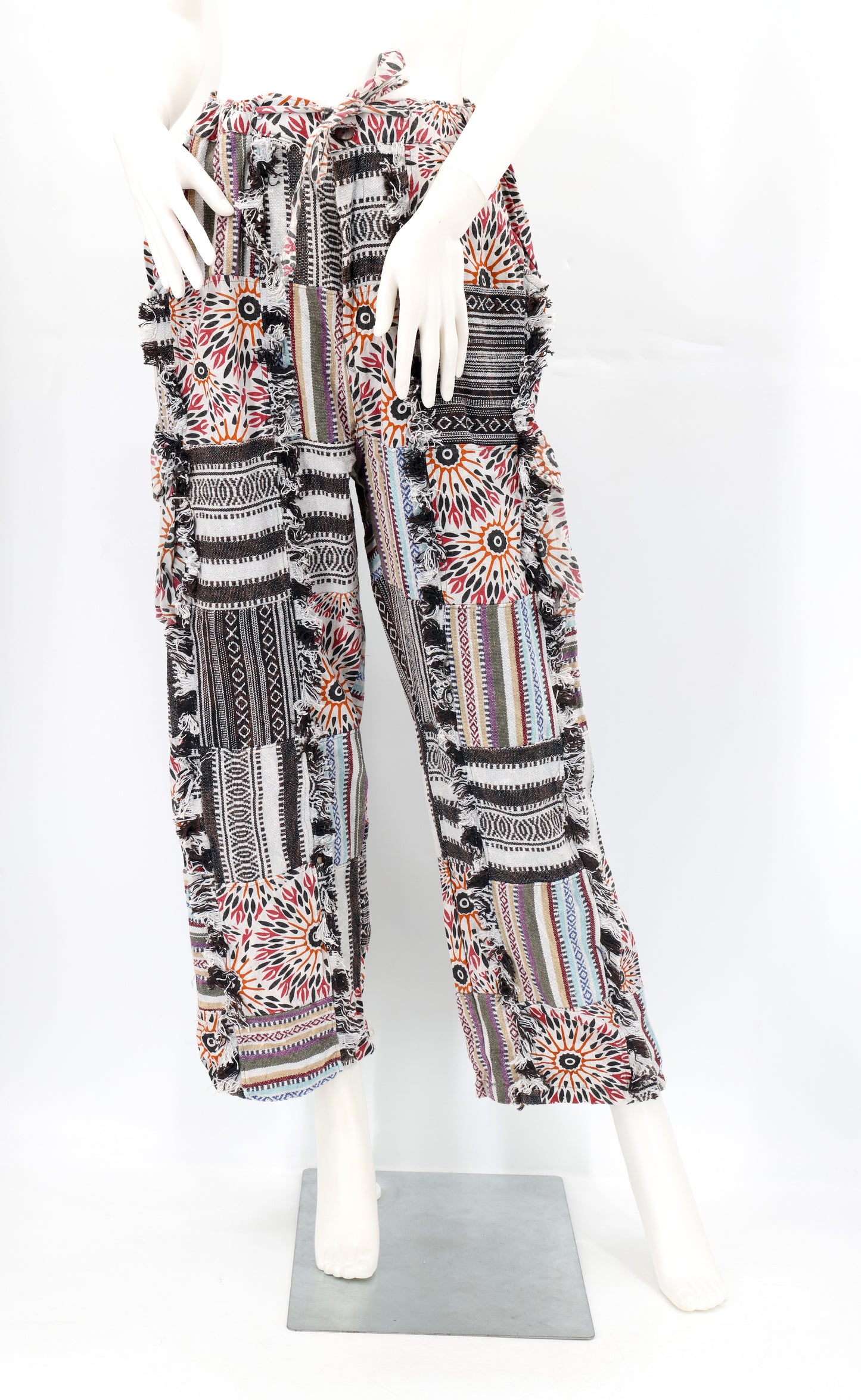 Cotton Hippie Handmade Harem Gheri Patchwork Fringe Bohemian Pants