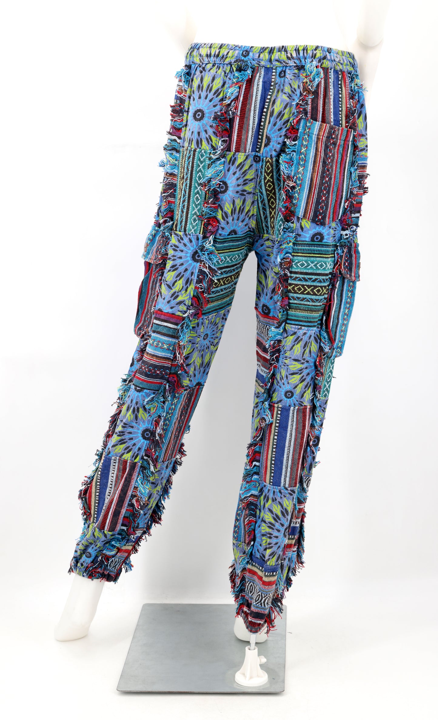 Cotton Hippie Handmade Harem Gheri Patchwork Fringe Bohemian Pants