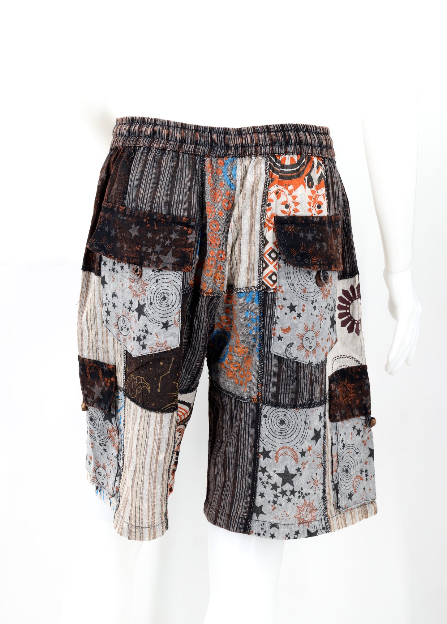Celestial Print Lightweight Shorts| Patchwork Cargo Shorts