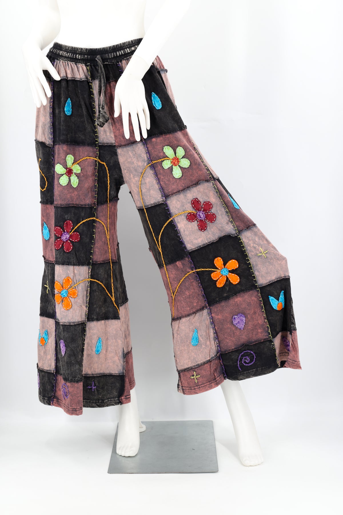 Floral Embroidered Bell Bottom Style Palazzo Pants