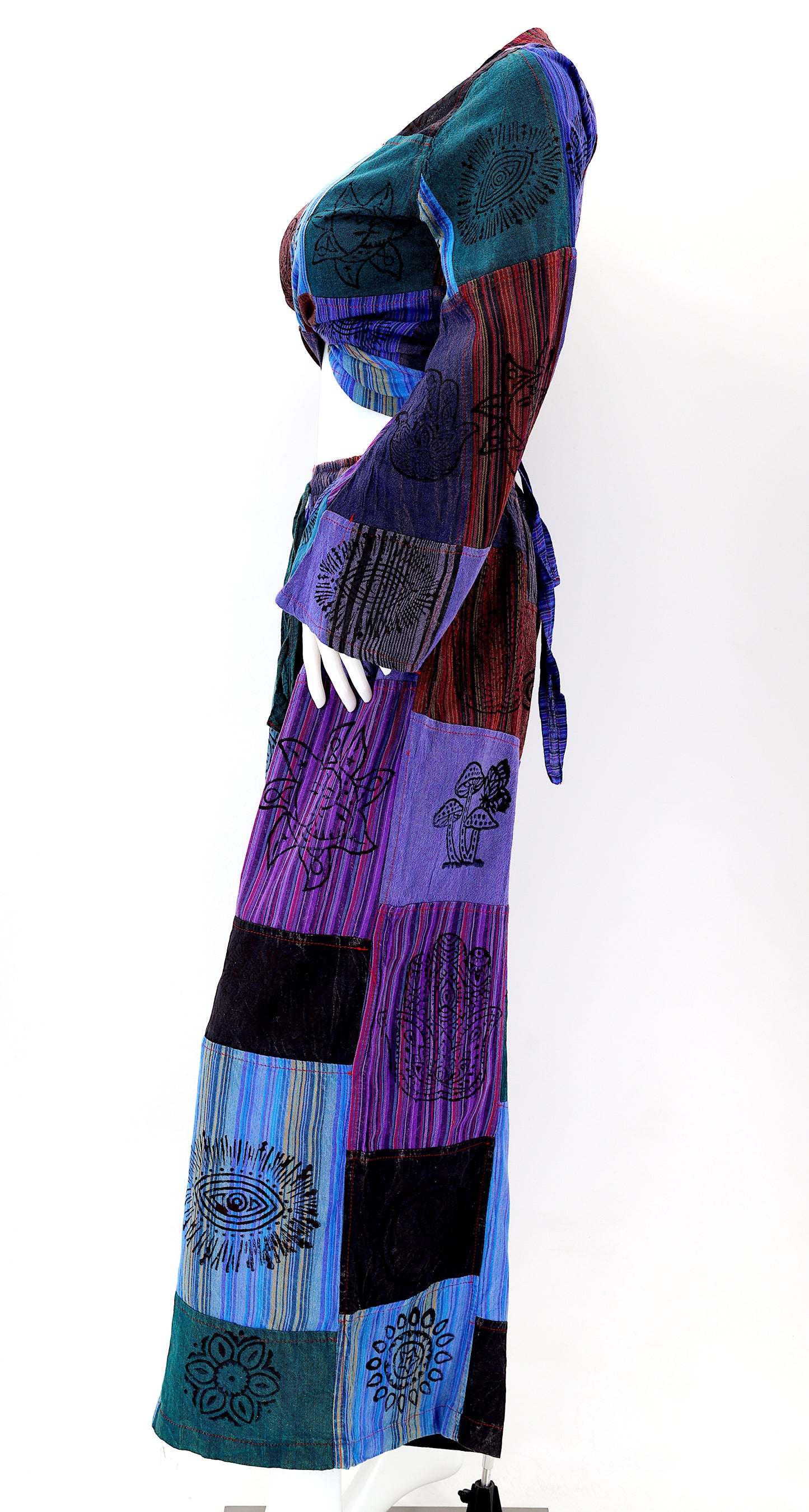 Cotton Hippie Handmade 2 Piece Patchwork Palazzo Bohemian Dress Set, Palazzo Pants