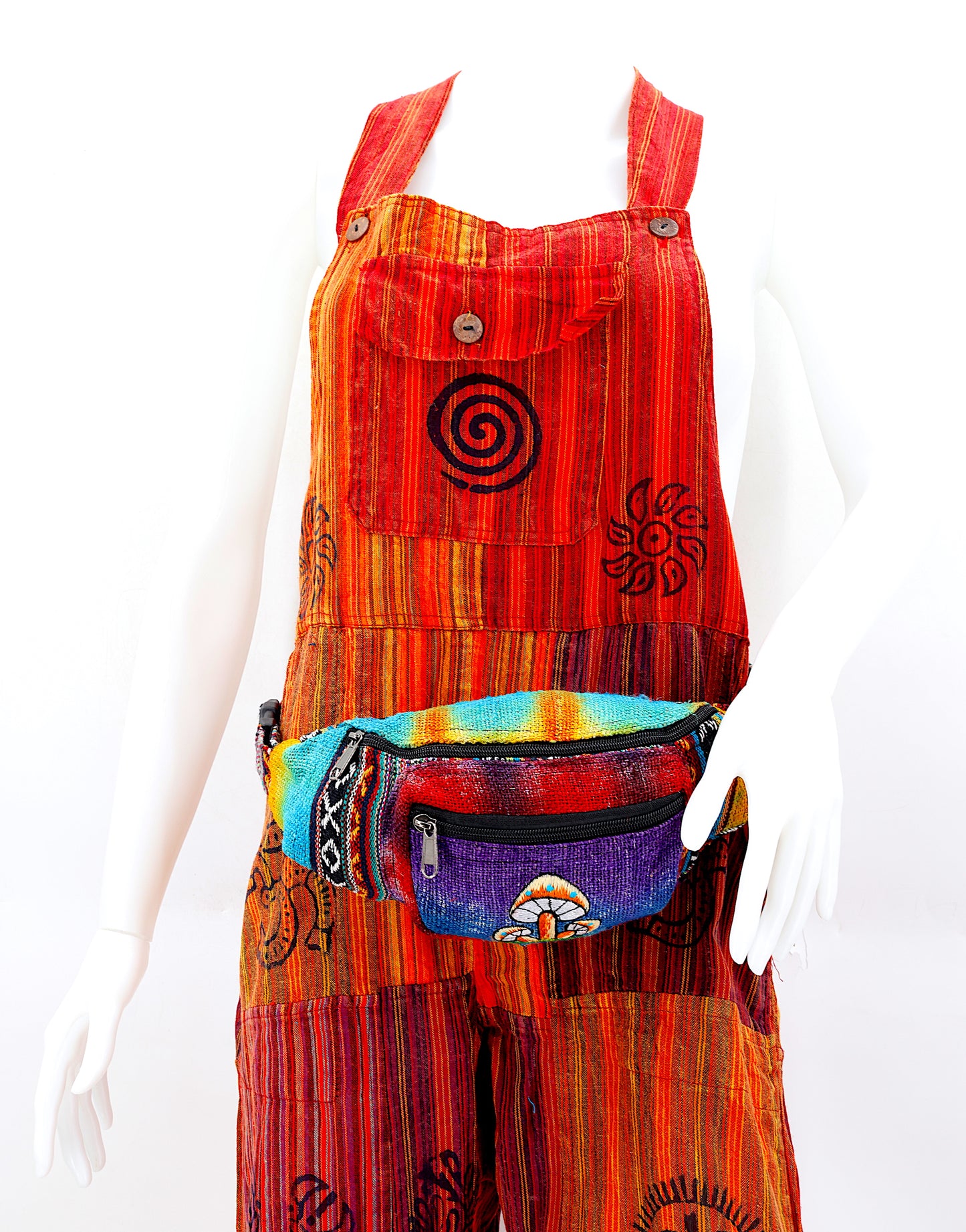 100% Hemp Mushroom Hand Embroidered Tie Dye Fanny Pack