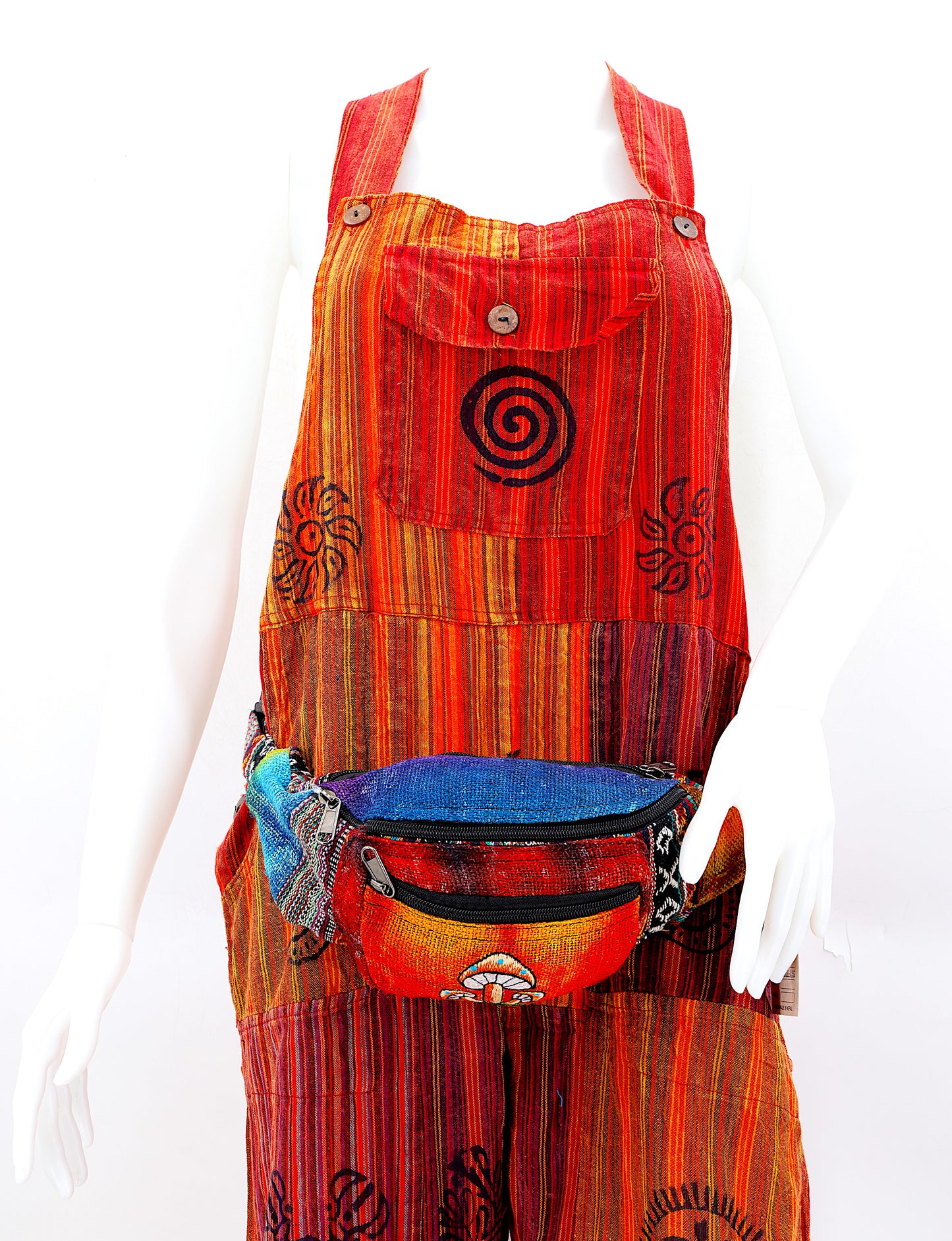 100% Hemp Mushroom Hand Embroidered Tie Dye Fanny Pack