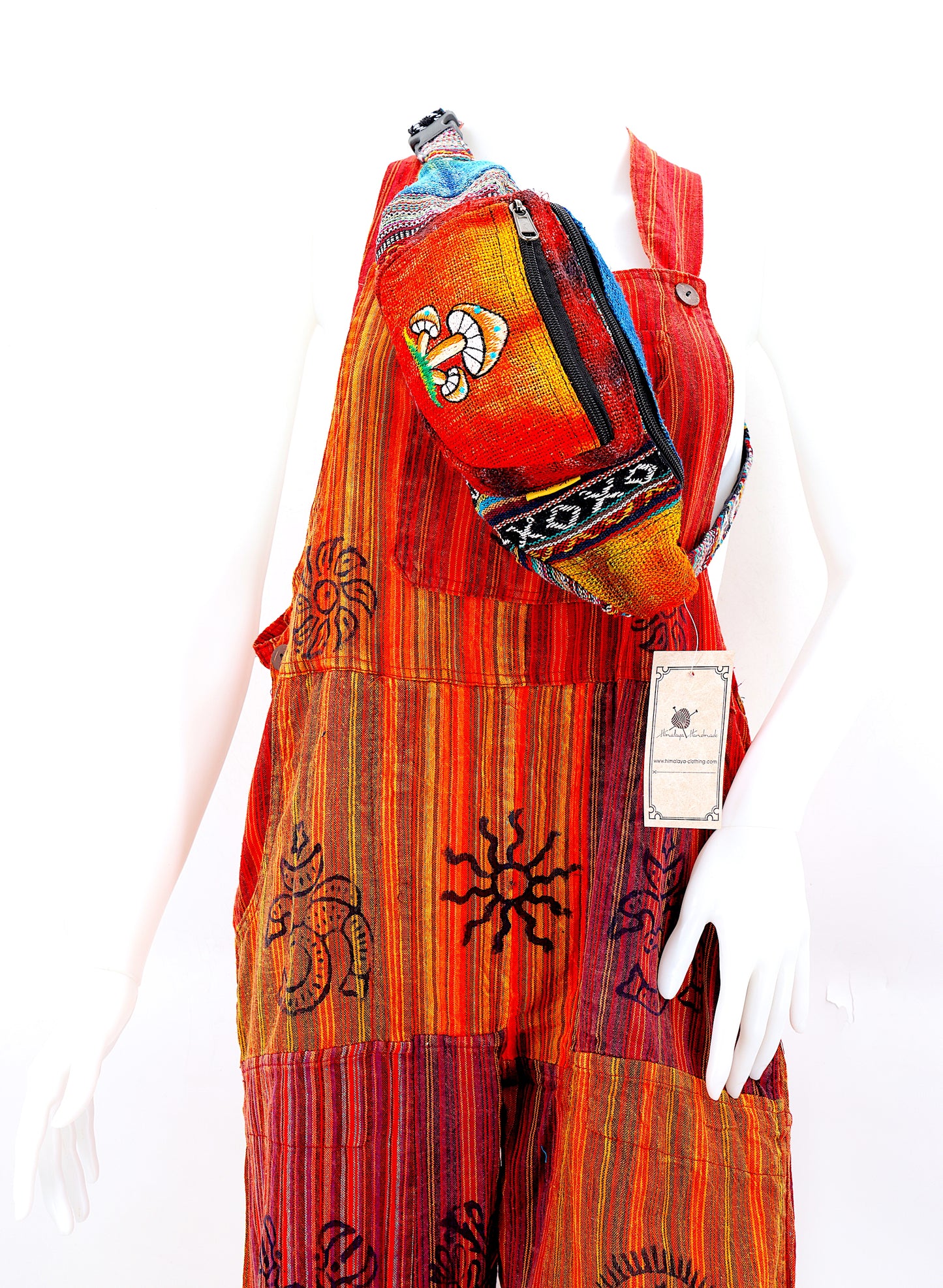 100% Hemp Mushroom Hand Embroidered Tie Dye Fanny Pack