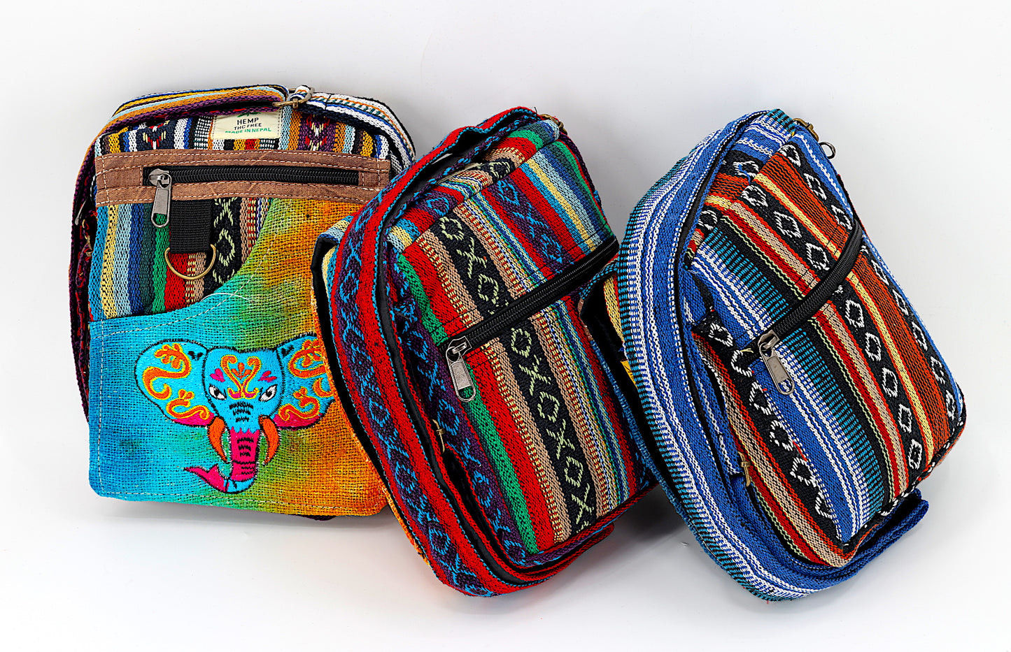 Hemp Elephant Hand Embroidered Passport Bag