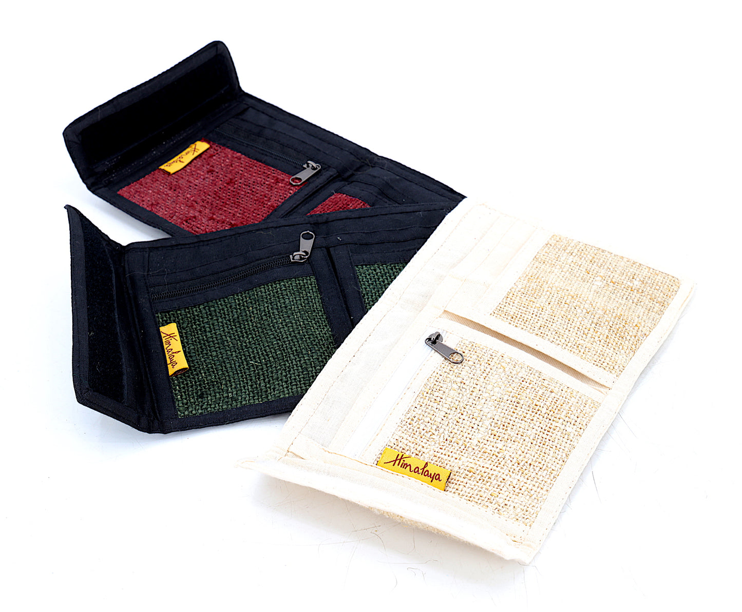 100% Hemp Frog Mushroom Hand Embroidered Tri-Fold Wallet