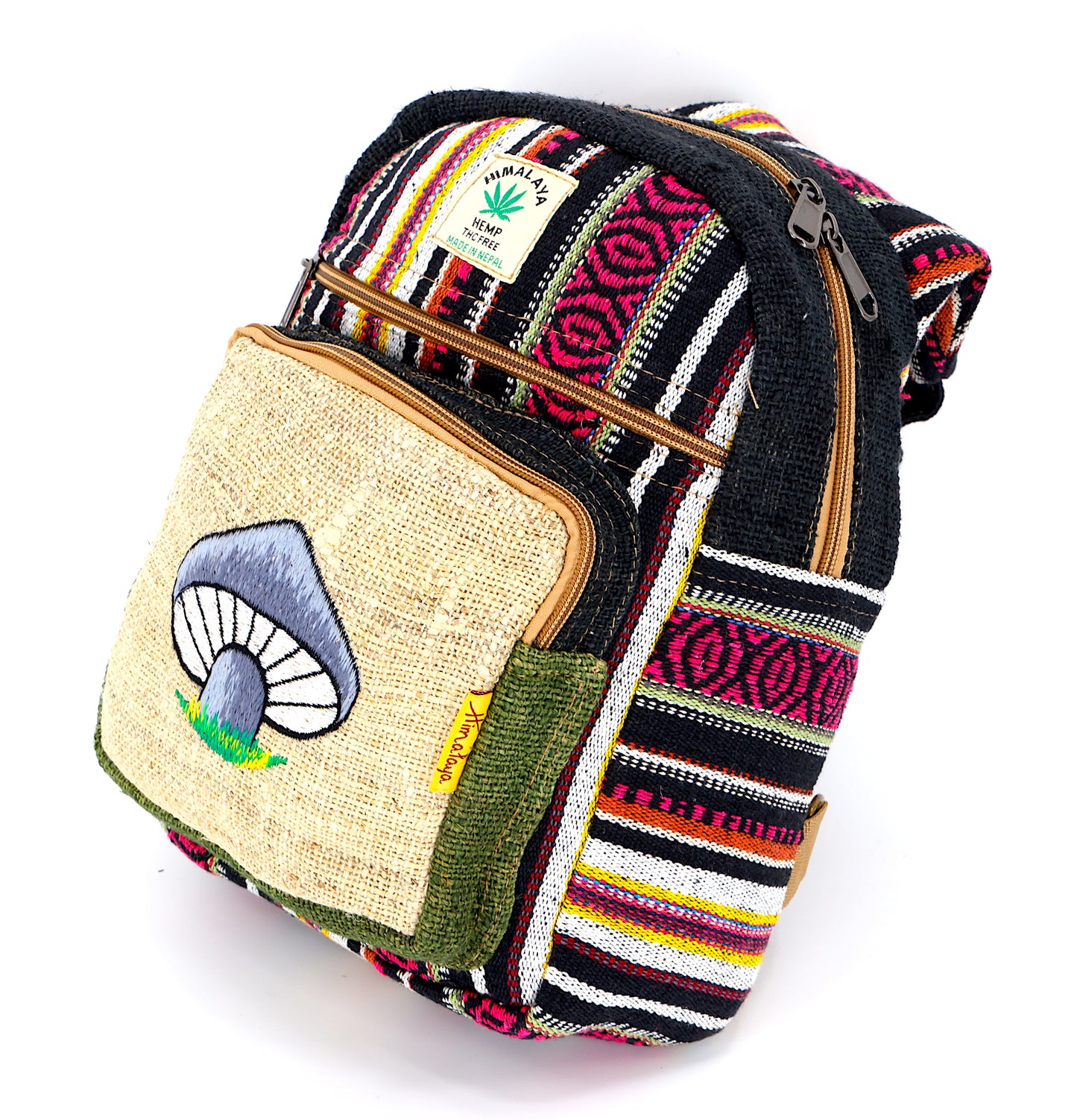 Hemp Mushroom Hand Embroidered Sling Backpack