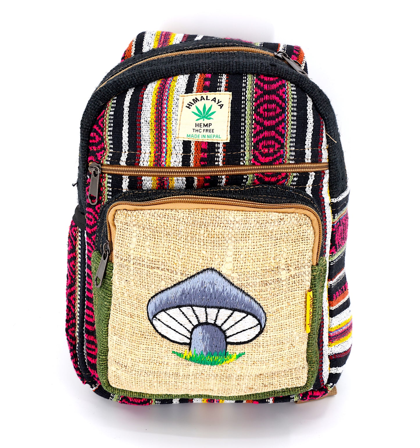 Hemp Mushroom Hand Embroidered Sling Backpack