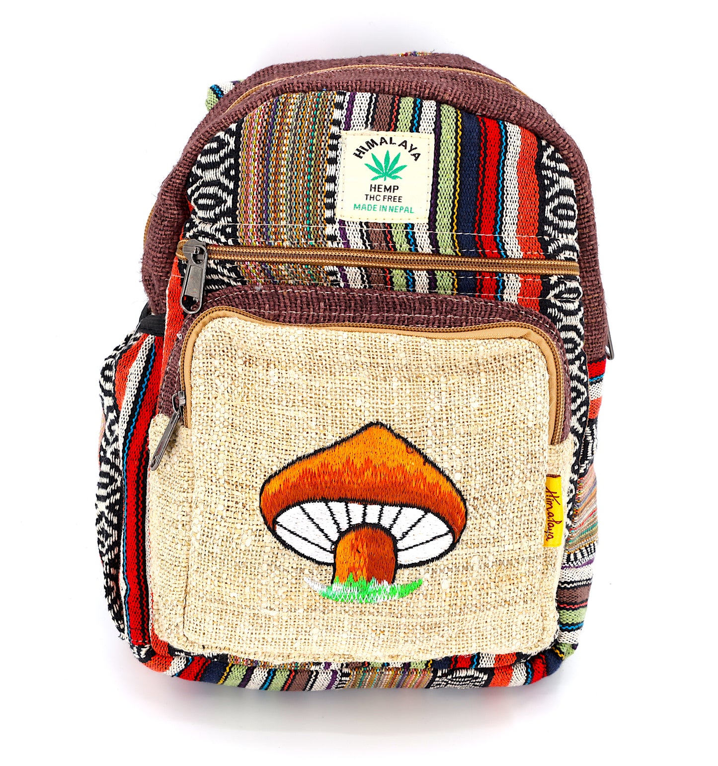Hemp Mushroom Hand Embroidered Sling Backpack