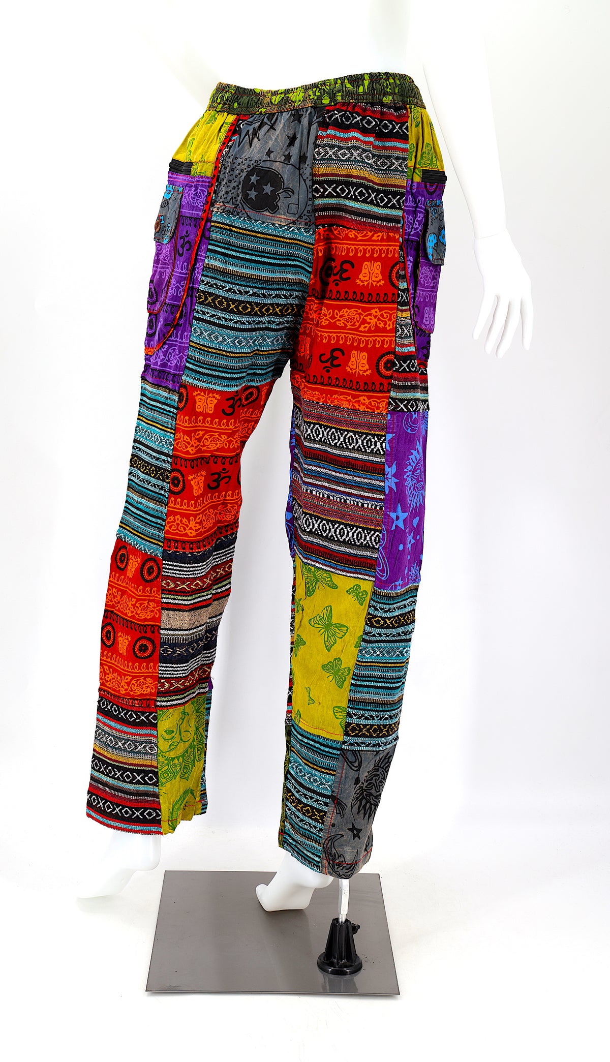 Gheri Patchwork Psychedelic - Handgefertigte gerade Baumwollhose