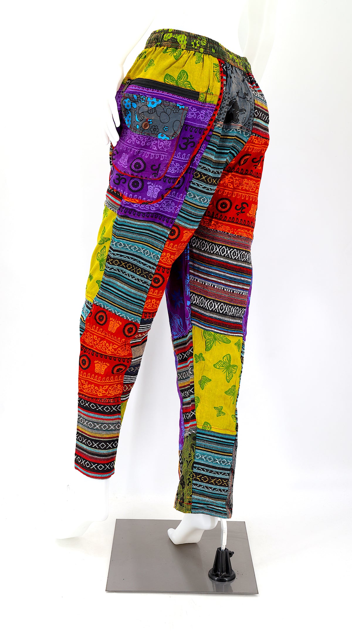 Gheri Patchwork Psychedelic - Handgefertigte gerade Baumwollhose