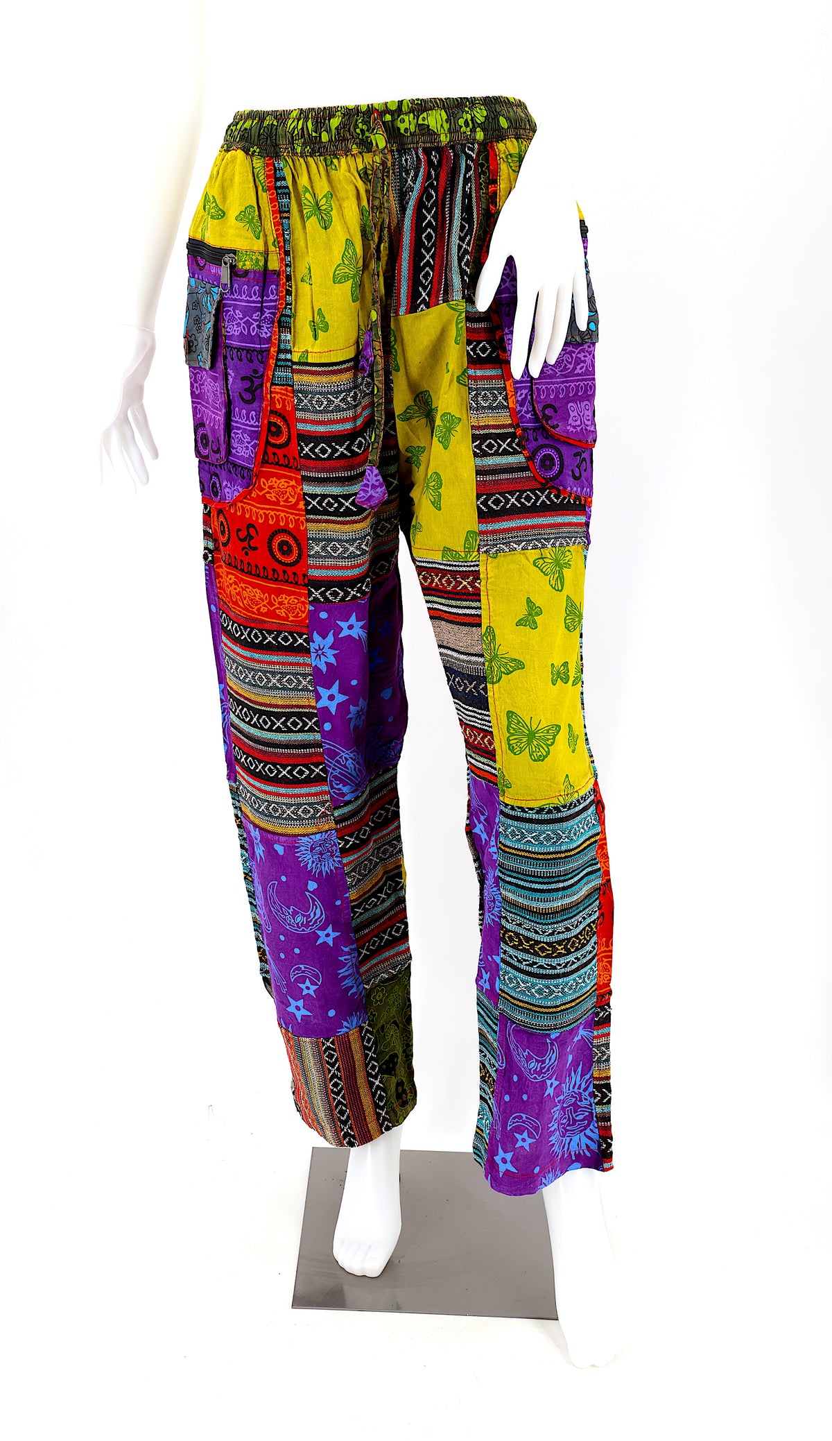 Gheri Patchwork Psychedelic - Handgefertigte gerade Baumwollhose
