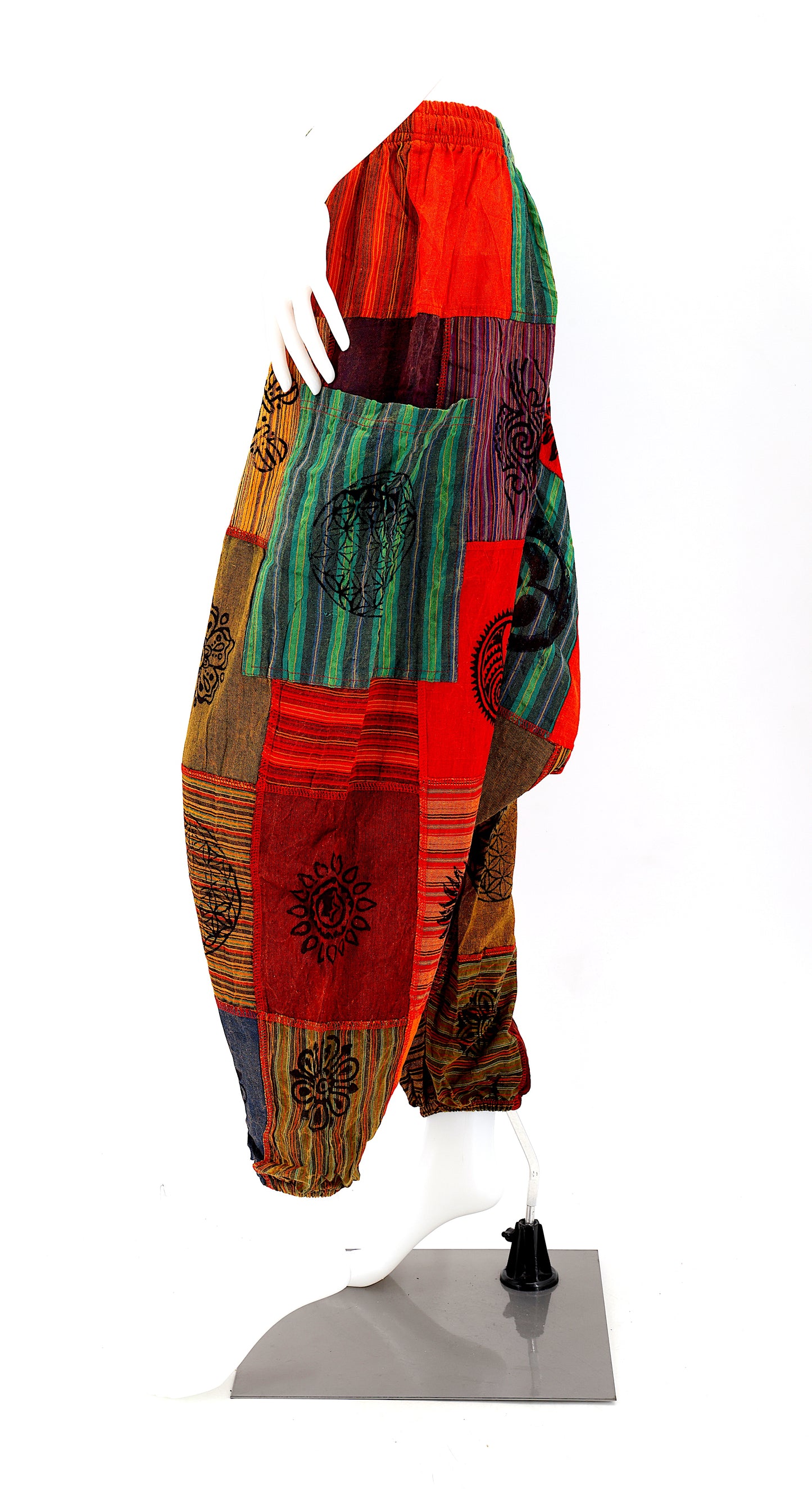 Einheitsgröße Patchwork Aladdin-Hose | Haremshose mit tiefem Schritt