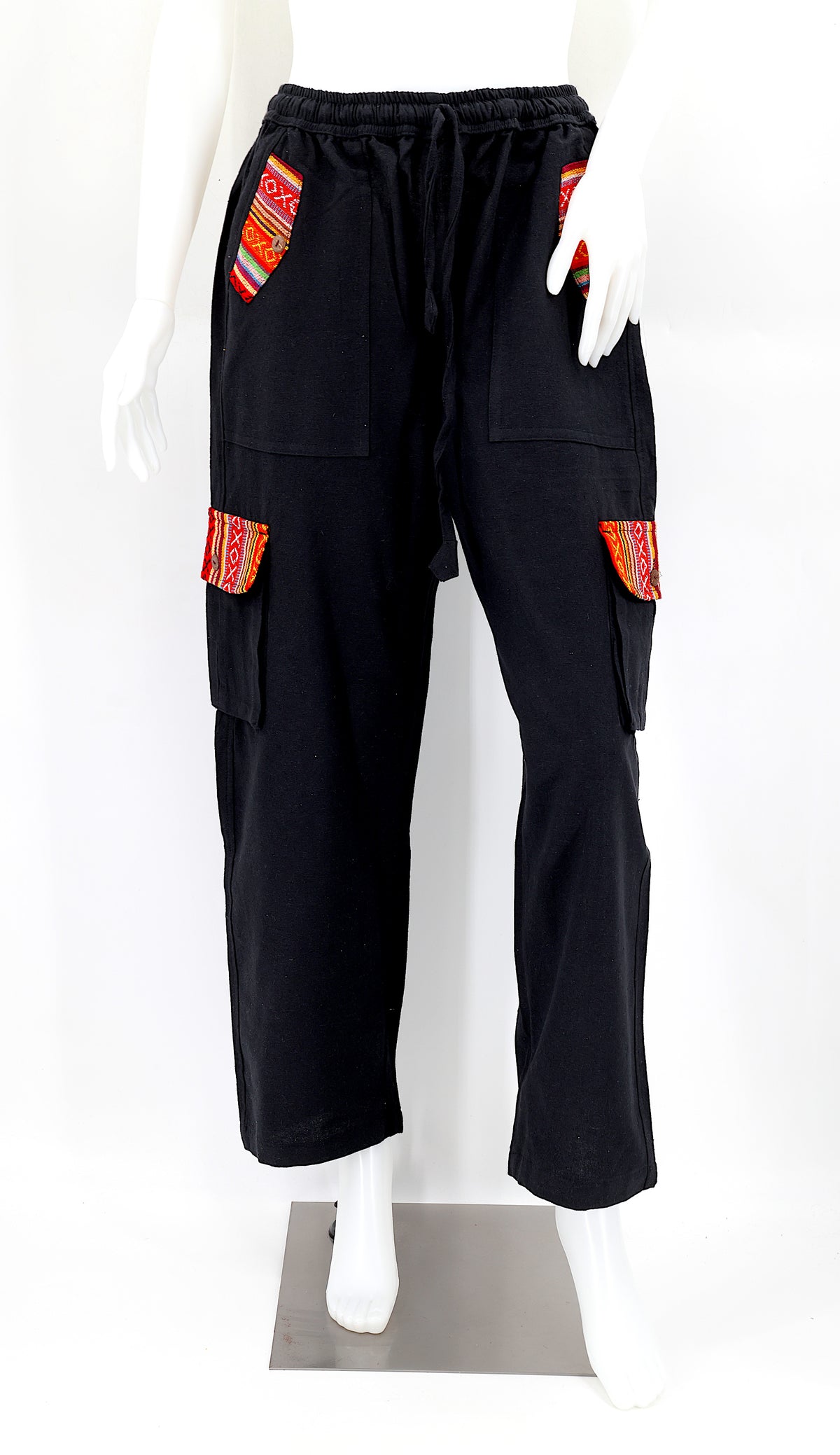 Solid Color Multi-Pocket Straight Leg Harem Pants | Cargo Pants Style