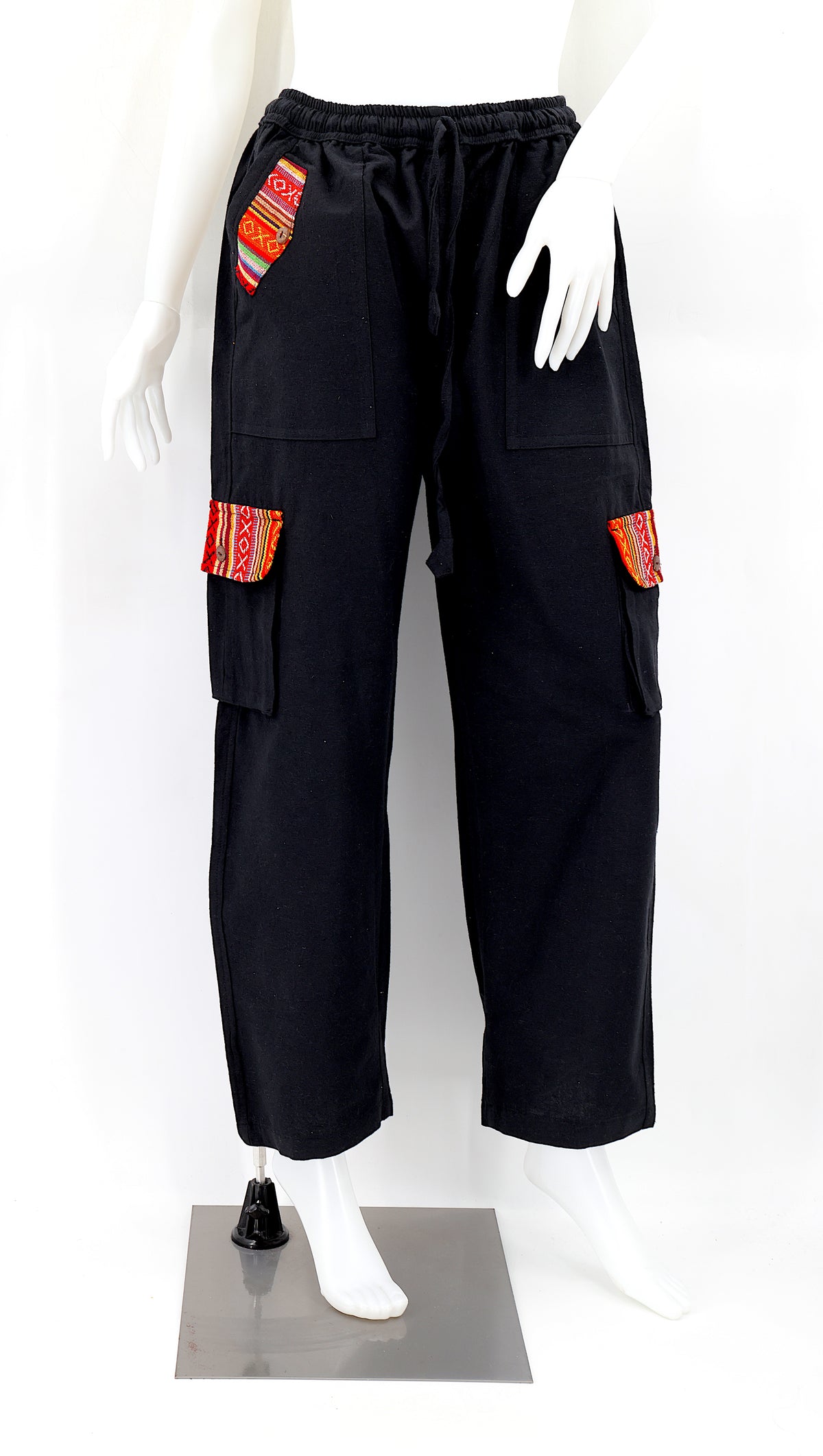 Solid Color Multi-Pocket Straight Leg Harem Pants | Cargo Pants Style