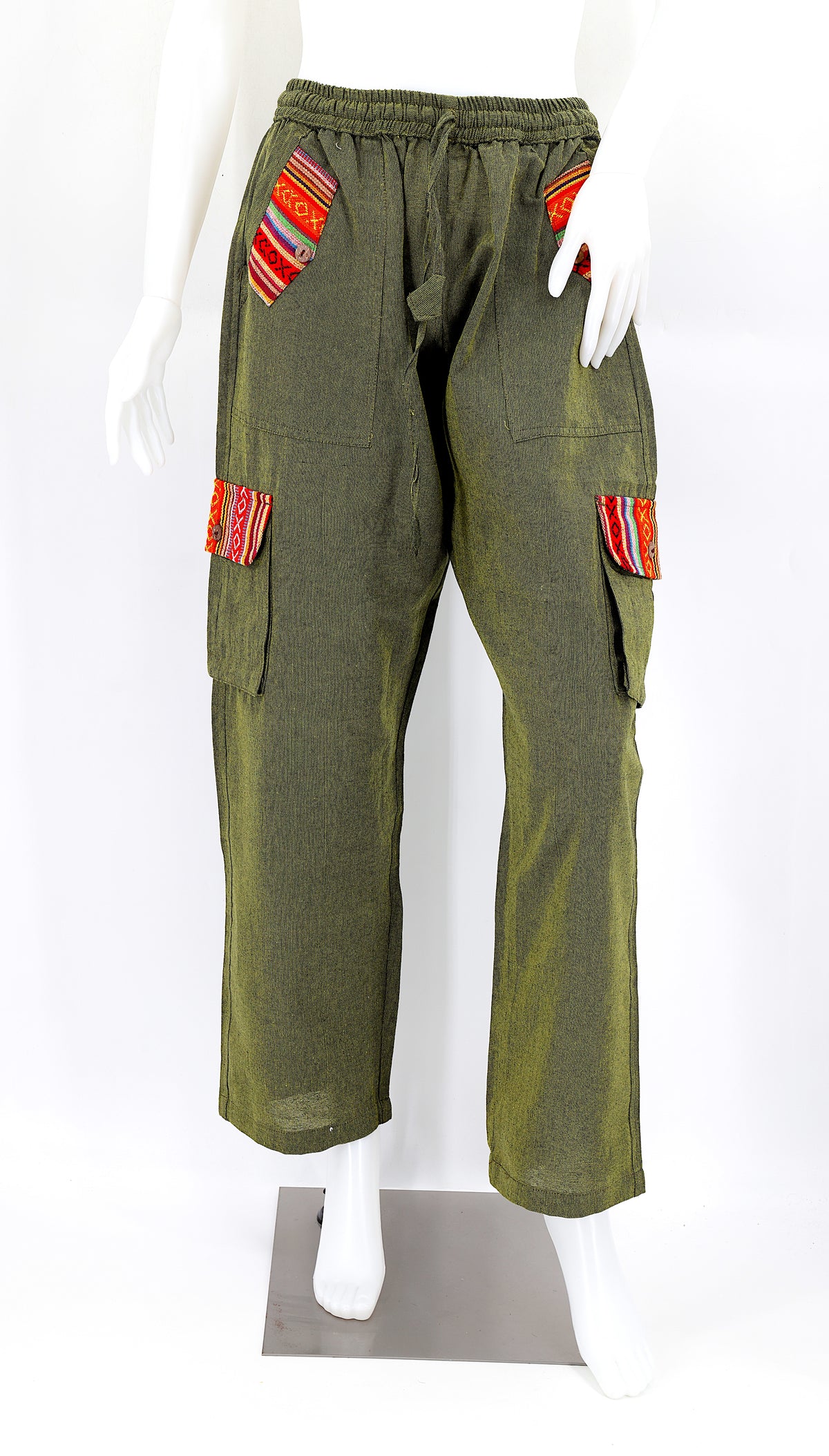Solid Color Multi-Pocket Straight Leg Harem Pants | Cargo Pants Style