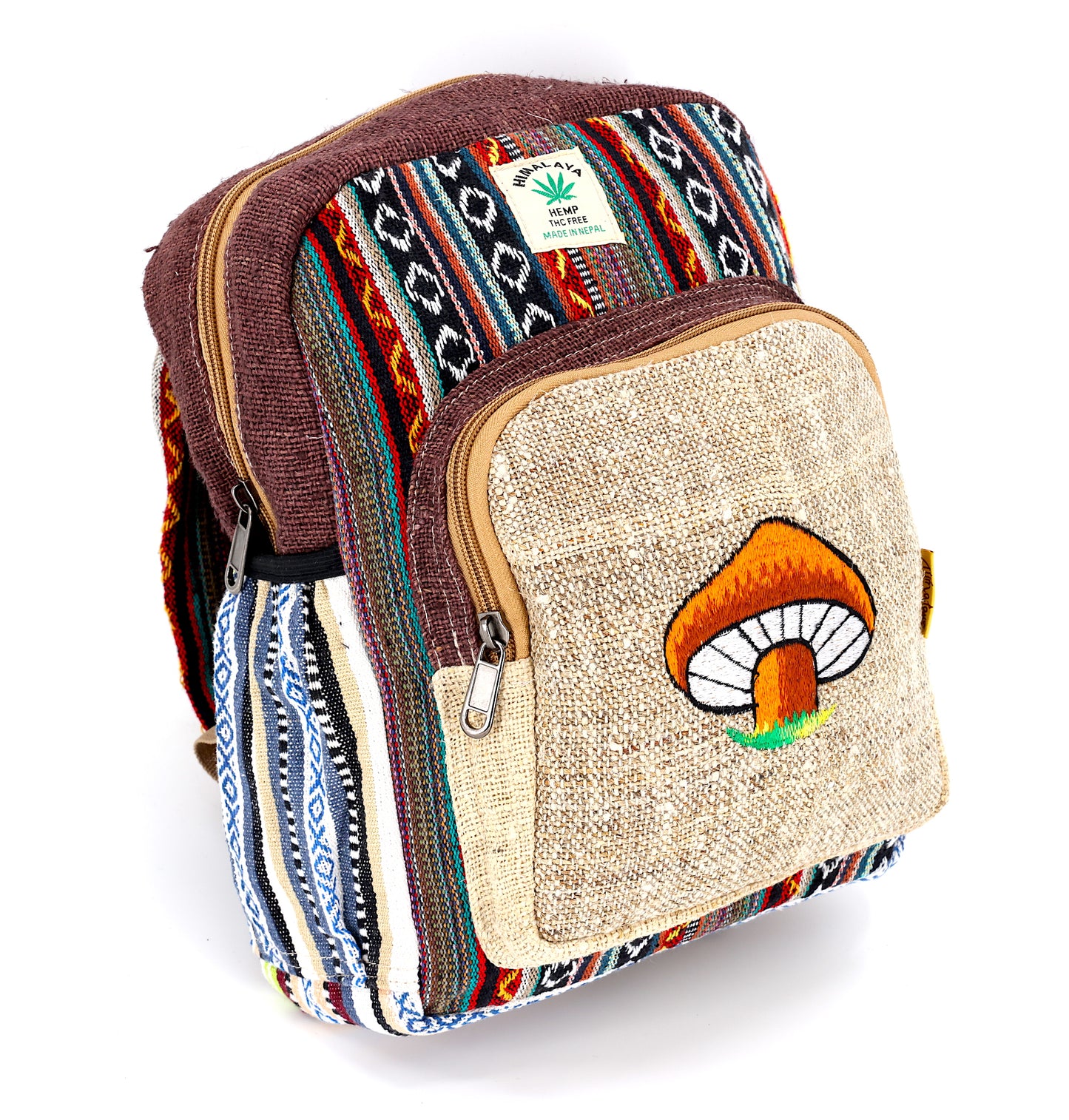 Hemp Mushroom Hand Embroidered Mini Backpack