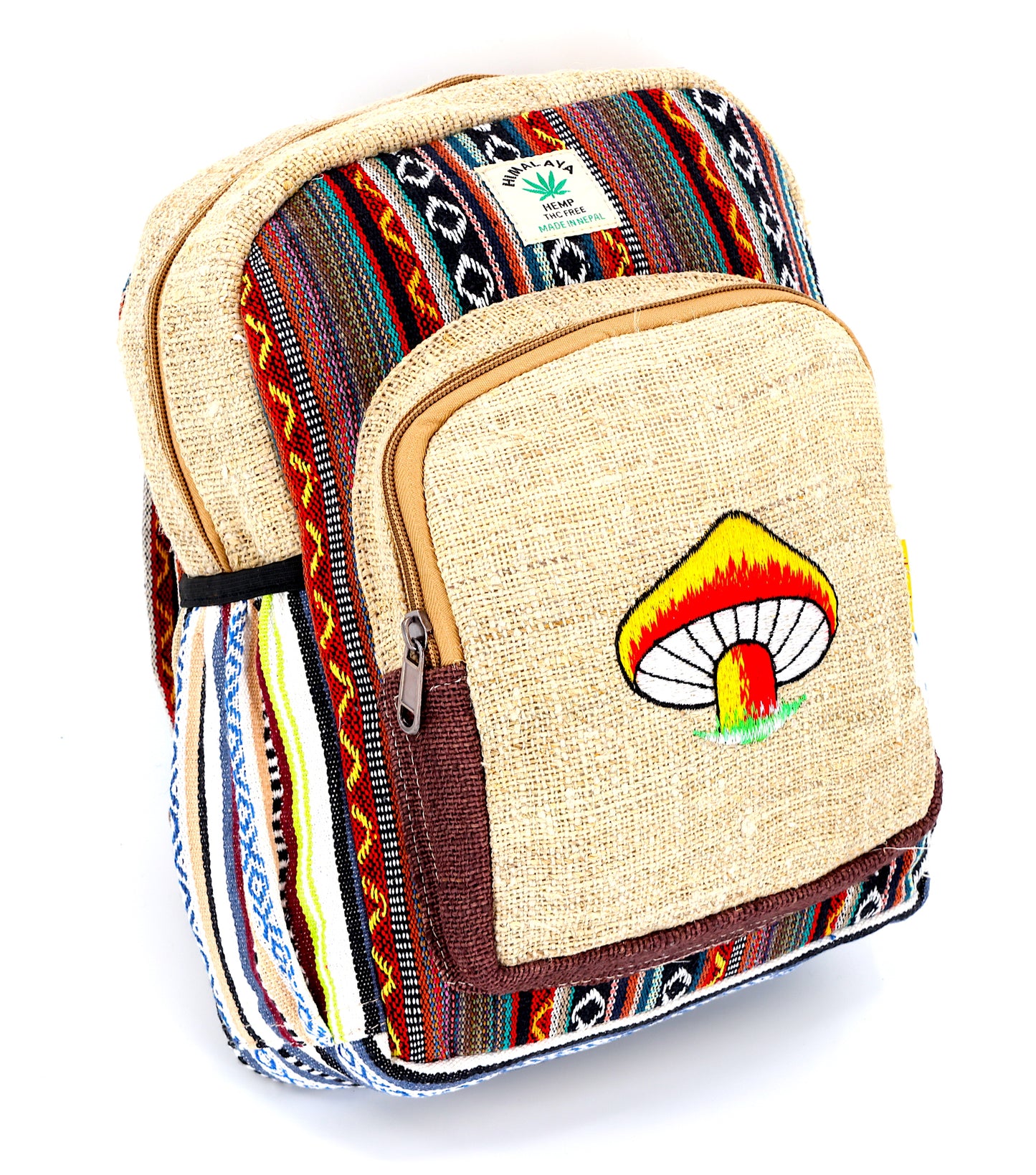 Hemp Mushroom Hand Embroidered Mini Backpack