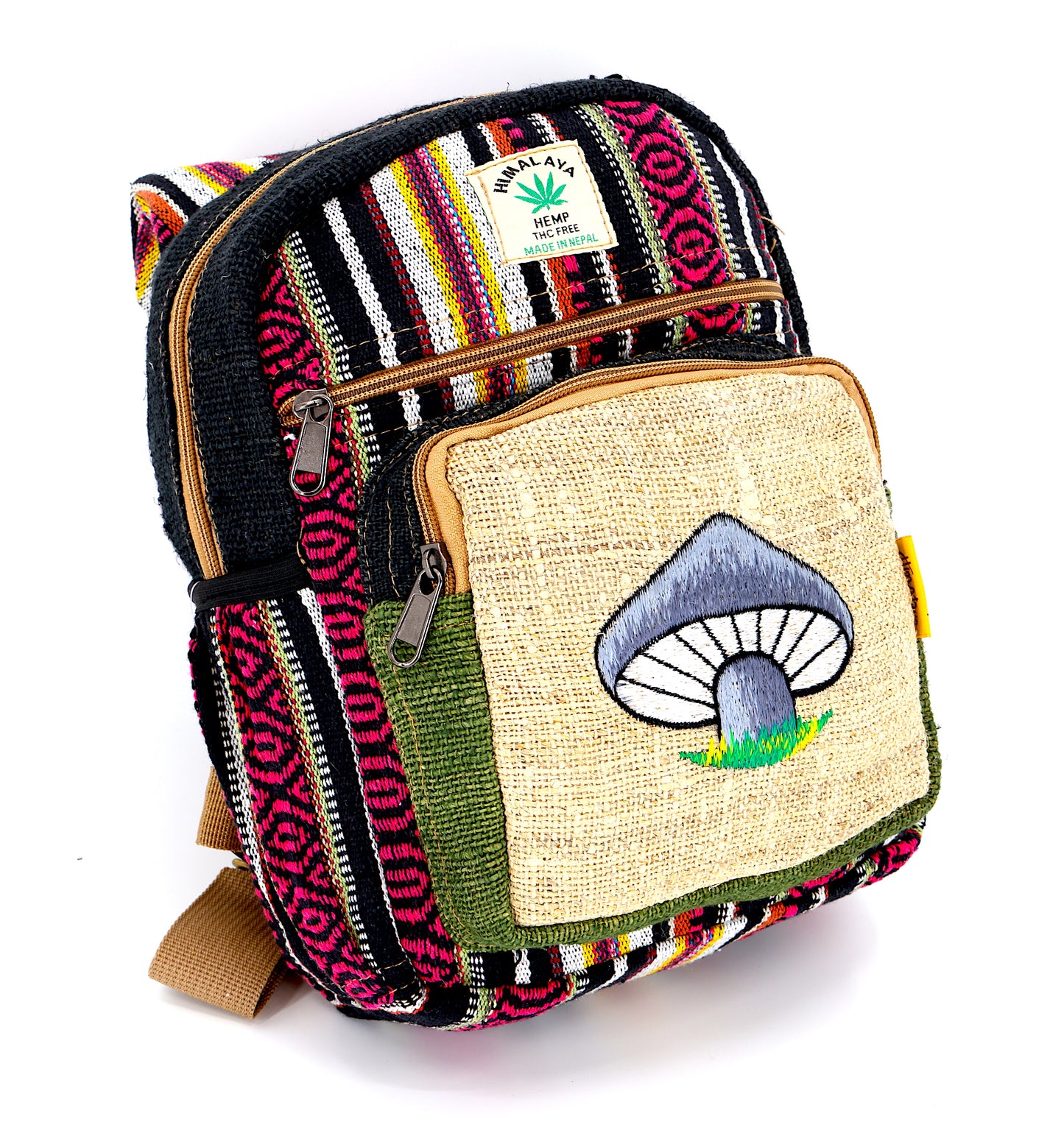 Hemp Mushroom Hand Embroidered Sling Backpack