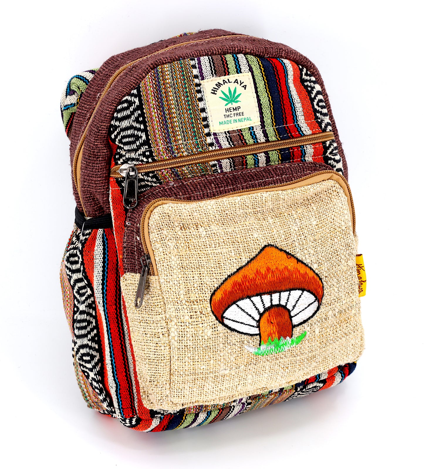 Hemp Mushroom Hand Embroidered Sling Backpack