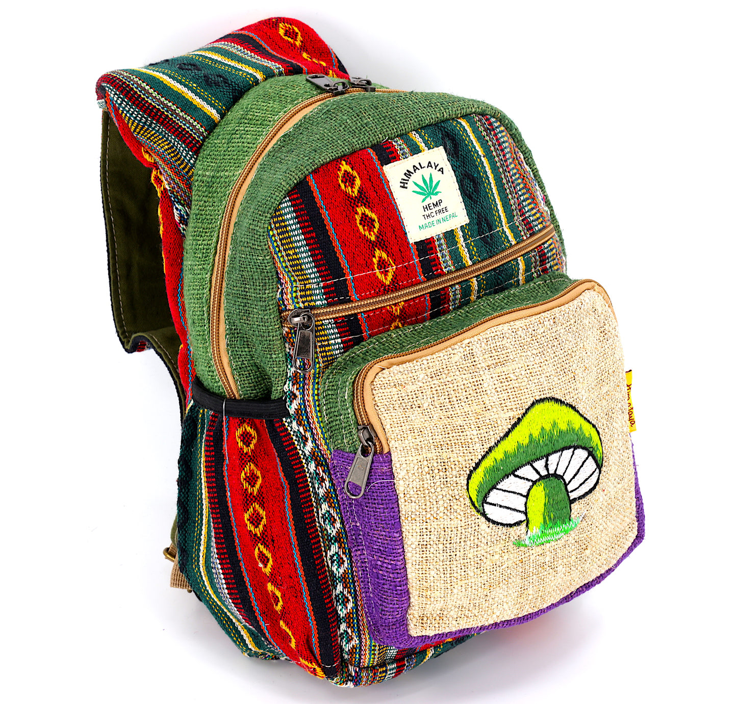 Hemp Mushroom Hand Embroidered Sling Backpack