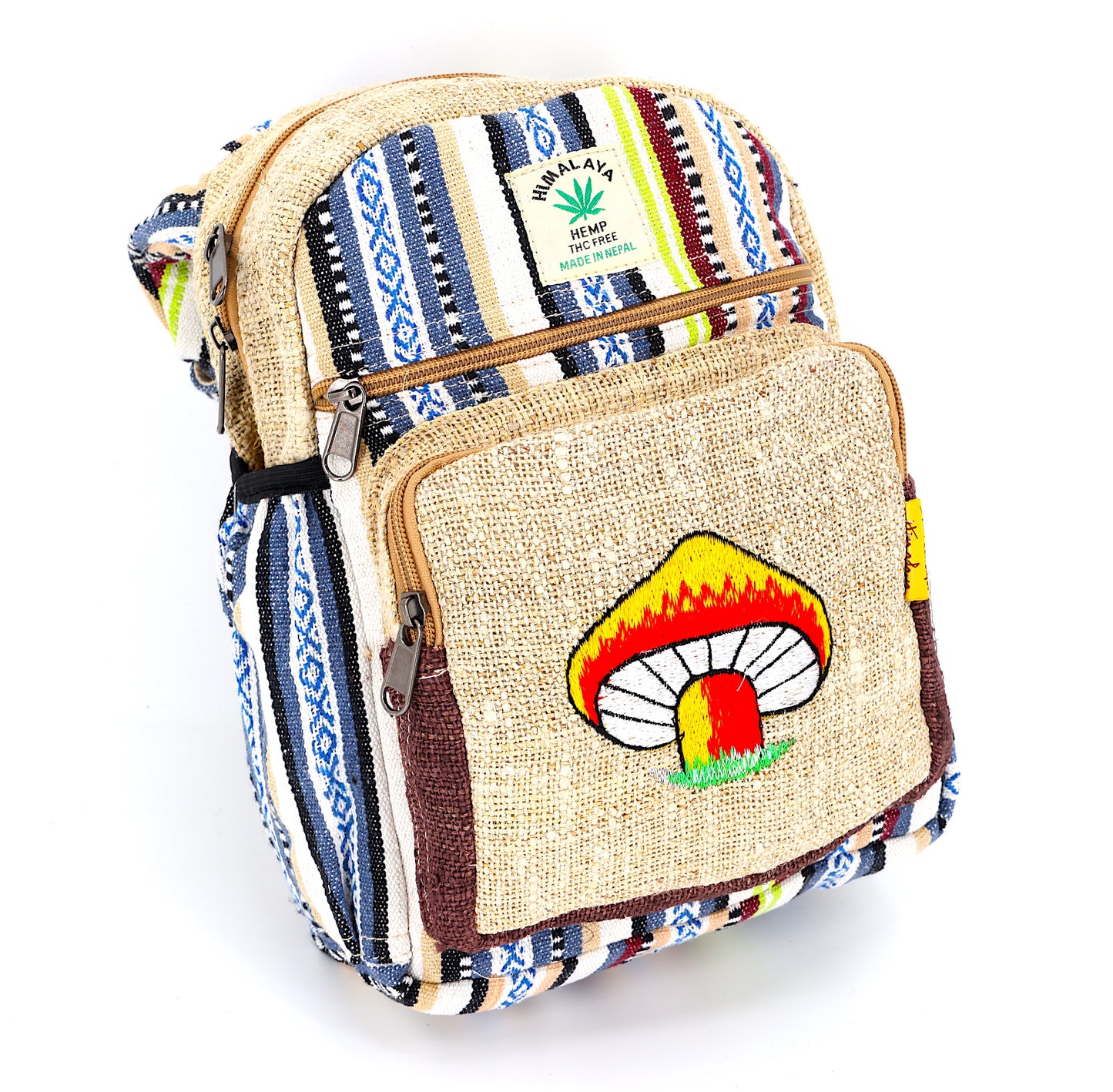 Hemp Mushroom Hand Embroidered Sling Backpack