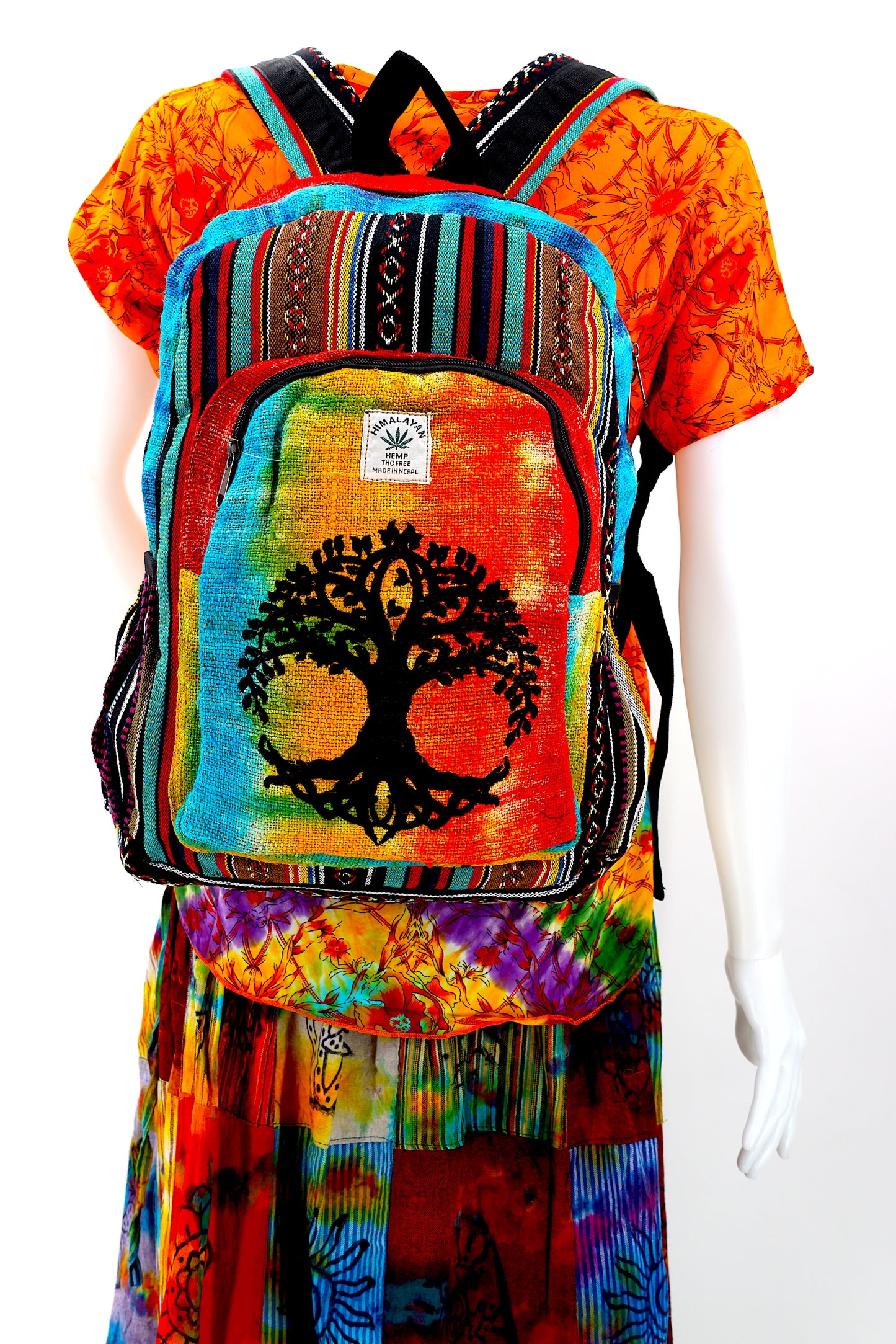 Hemp Tree Of Life Print Handmade Large Backpack