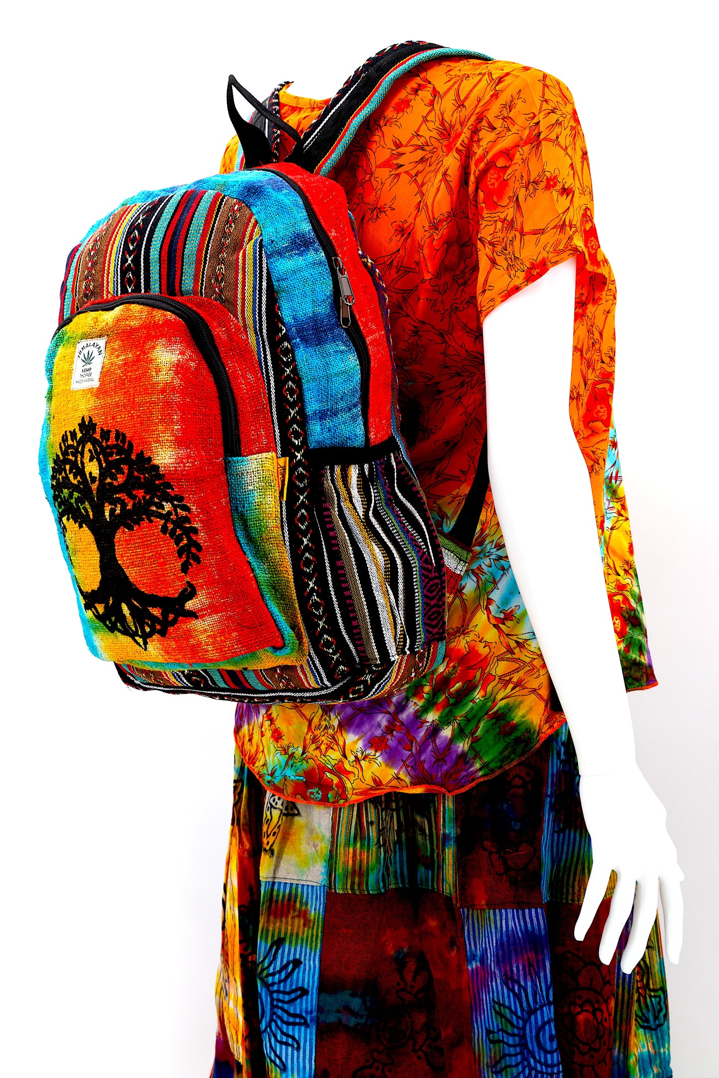 Hemp Tree Of Life Print Handmade Large Backpack