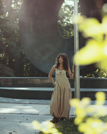 Balloon Styled Overalls | Solid Color Cotton Jumpsuit