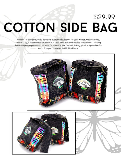 Mushroom Embroidered Crossbody Bag | Premium Cotton Messenger Bag