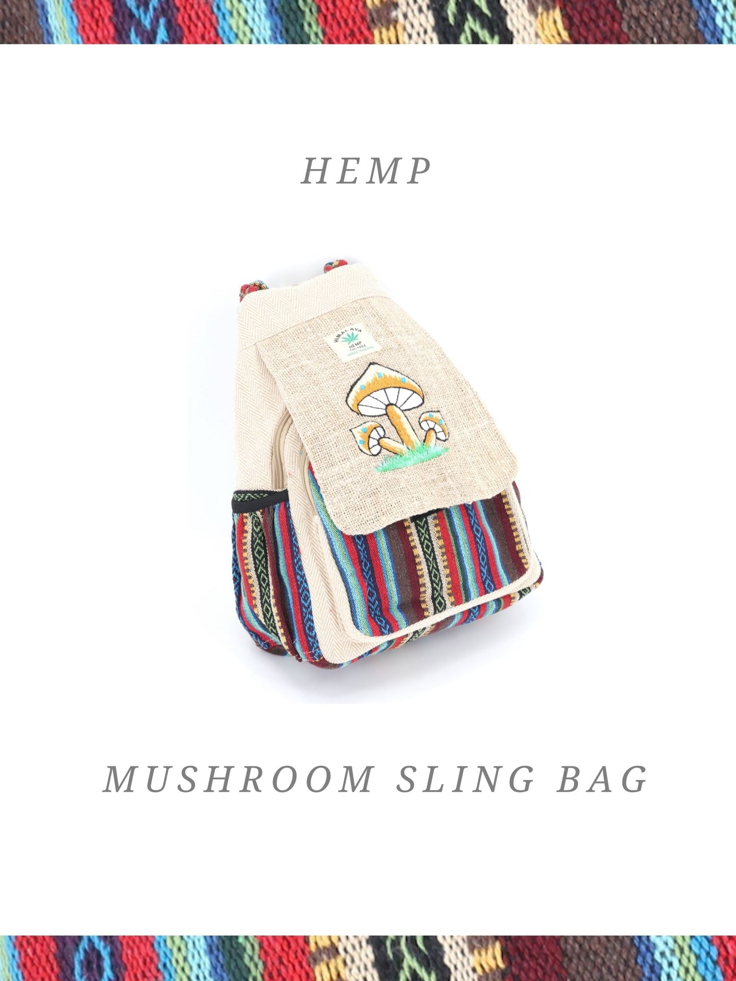 Hemp Mushroom Hand Embroidered Convertible Backpack