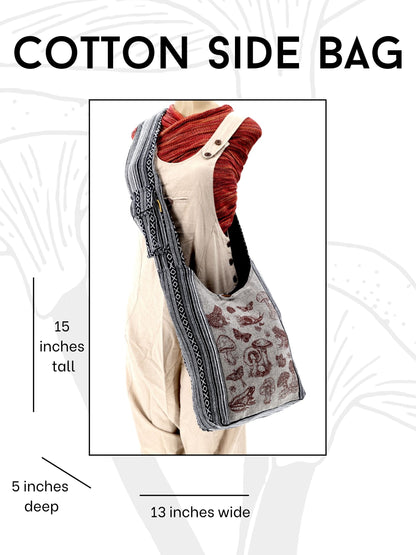 Frog Mushroom Snail Print Crossbody Bag | Forest Creatures Messenger Bag