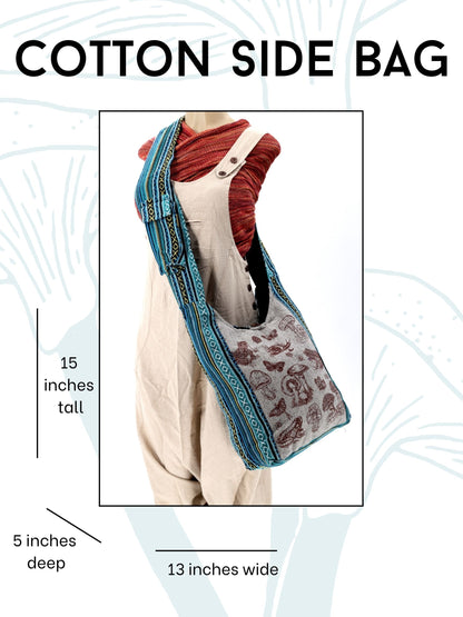 Frog Mushroom Snail Print Crossbody Bag | Forest Creatures Messenger Bag