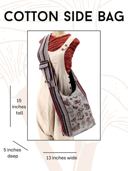 Frog Mushroom Snail Print Crossbody Bag | Forest Creatures Messenger Bag