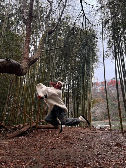 Artisan-crafted harem trousers with faded color design
