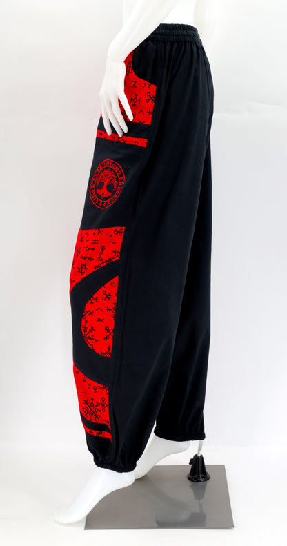 Yggdrasil Nordic Runes Pants | Viking Symbol Embroidered Harem Pants
