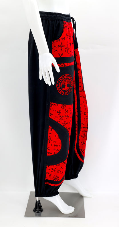 Yggdrasil Nordic Runes Pants | Viking Symbol Embroidered Harem Pants