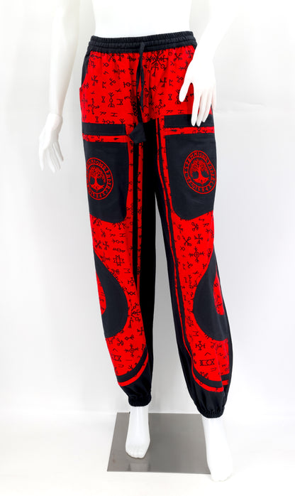 Yggdrasil Nordic Runes Pants | Viking Symbol Embroidered Harem Pants