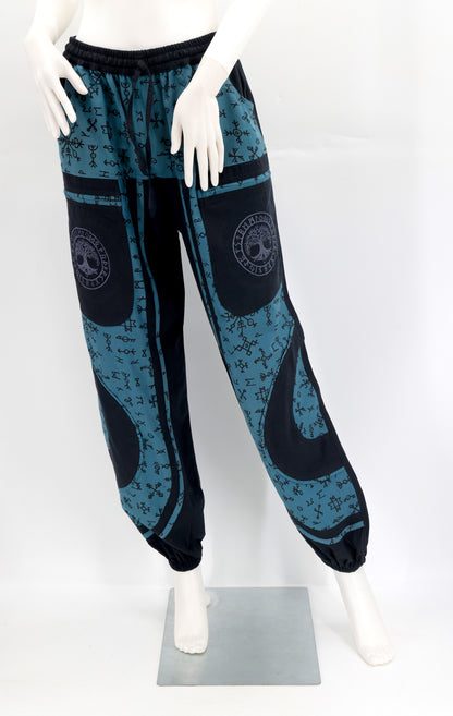 Yggdrasil Nordic Runes Pants | Viking Symbol Embroidered Harem Pants