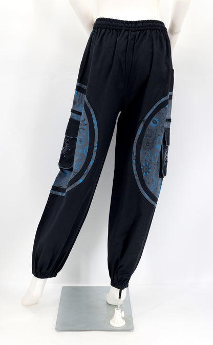 Celestial Sun Moon Stars Pants | Embroidered Cotton Harem Pants