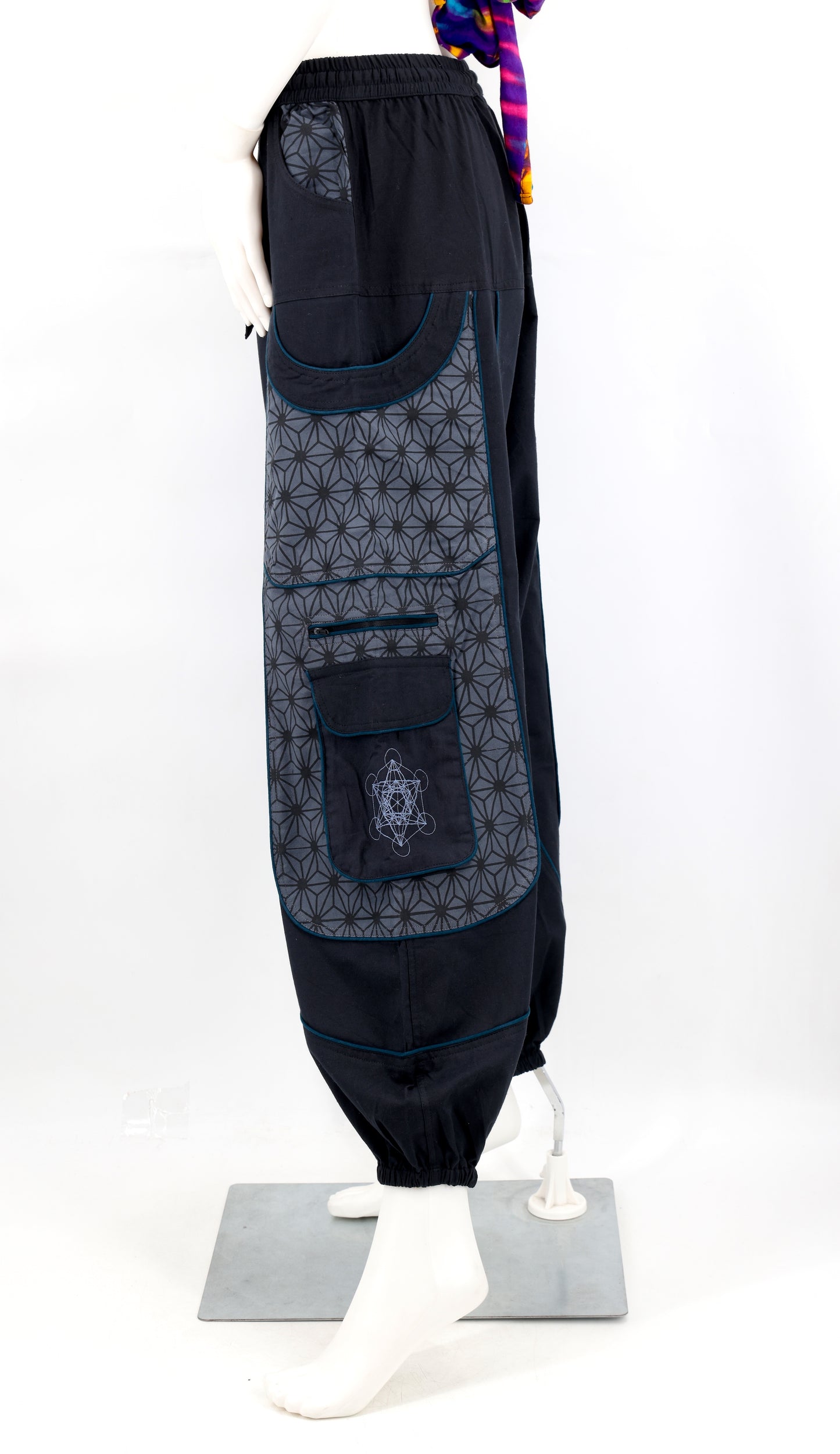 Cotton Hippie Handmade Harem Metatron's Cube Embroidered Bohemian Pants